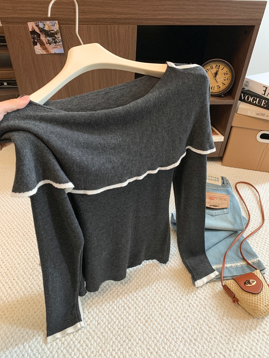 2026 Autumn French Elegant High-End Color-Block Irregular Cape Shawl Knit Sweater for Women - Image 3