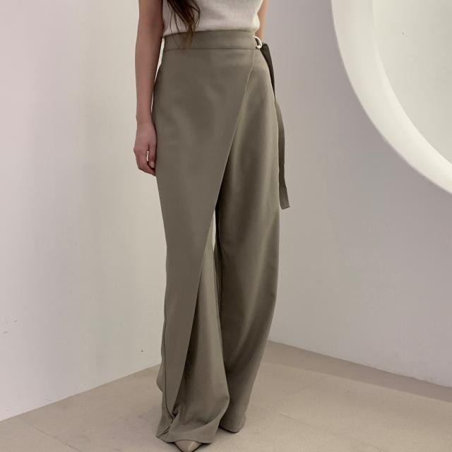 Korean Chic High-Waist Flared Casual Pants with Tie Detail - Image 2