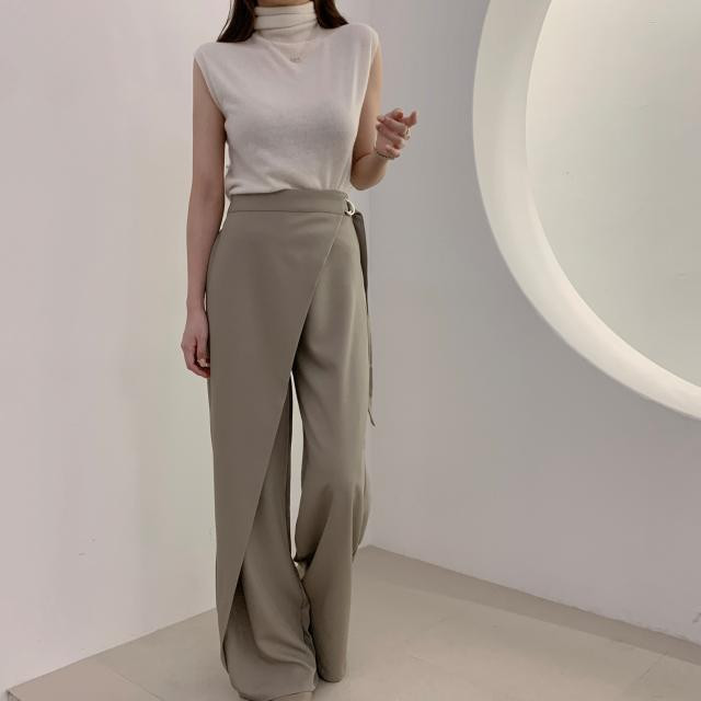 Korean Chic High-Waist Flared Casual Pants with Tie Detail - Image 4