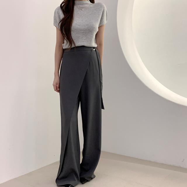 Korean Chic High-Waist Flared Casual Pants with Tie Detail - Image 3