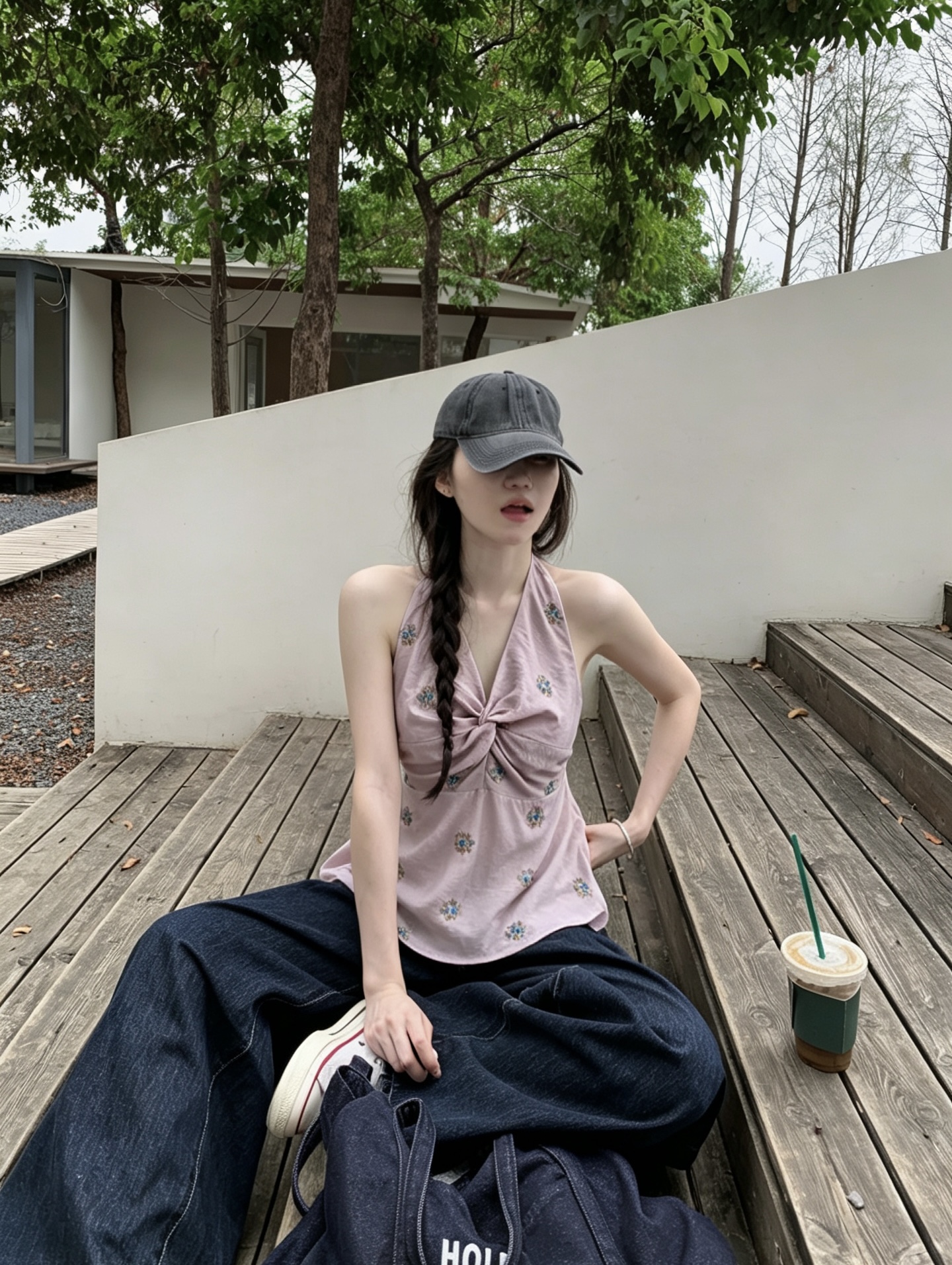 Sweet Vacation V-Neck Twist Knot Halter Cami Top for Women
